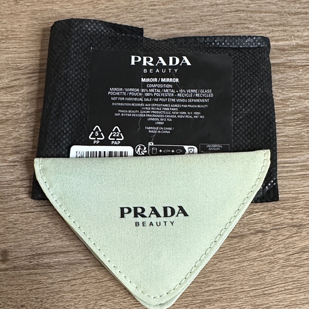 Prada Beauty Mirror mint case. Dust bag pouch included. NEW!